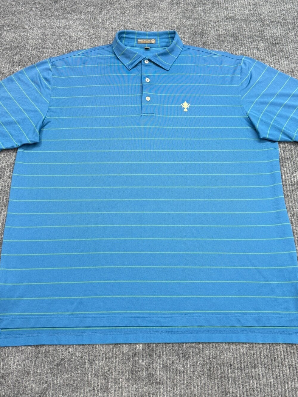 Peter Millar Summer Comfort Polo Shirt Men XL Blue Green Stripe Performance Golf